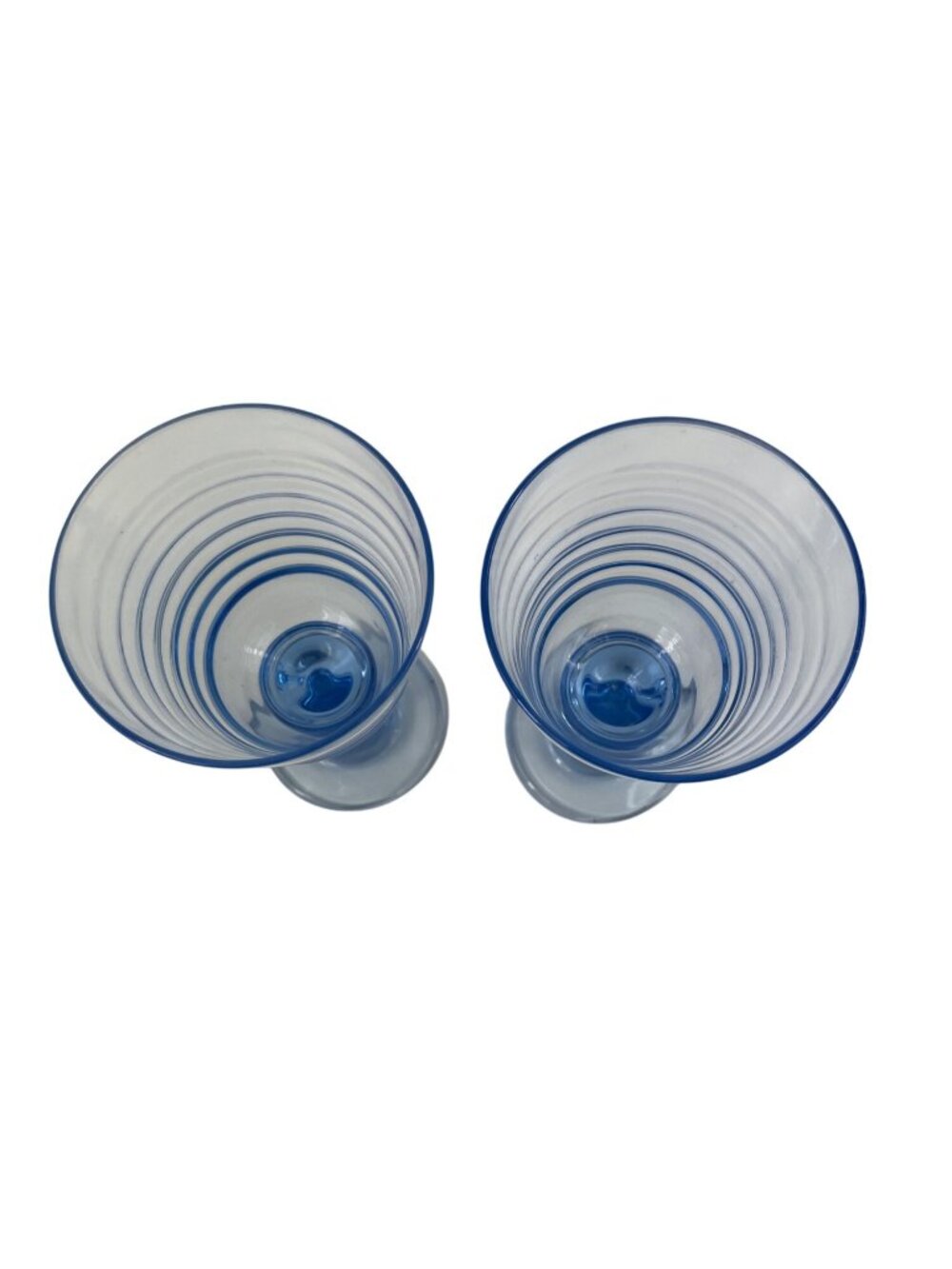 Set of 2 Vintage Libbey Sirrus Blue Ribbed Wine Glasses Goblets - Picture 4 of 8